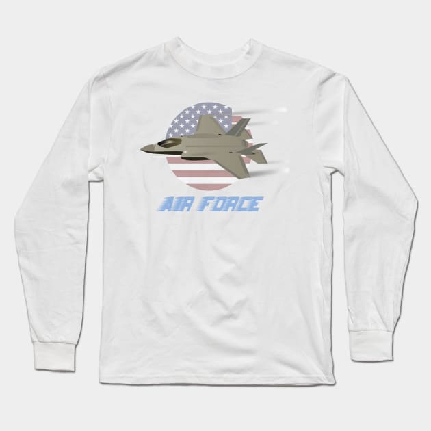 American Air Force F35 Jet Fighter Long Sleeve T-Shirt by NorseTech